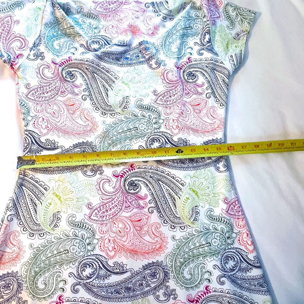 TITLE NINE Size small‎ Paisley Knit Mini Dress Draped Cowl Neck Vibrant - Picture 8 of 10